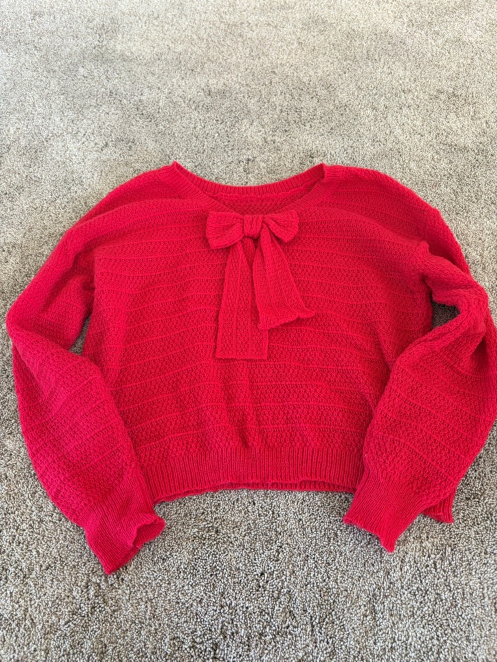 Red Bow-Accent Women's Sweater
